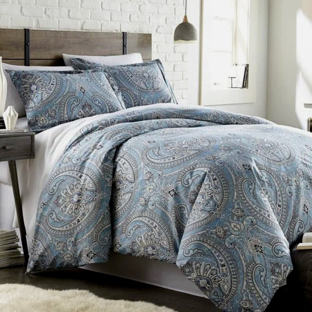 SOUTHSHORE Fine Linens Melody 3-Piece Aqua Paisley Microfiber Comforter Set